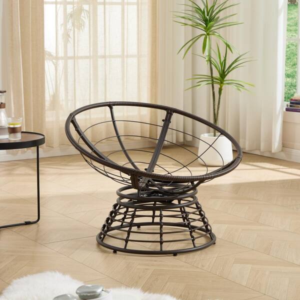 JPJPUU Outdoor Rattan 360° Swivel Chair with Soft Light Green