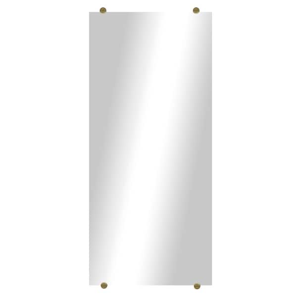 Unbranded Modern Rustic (68in. W x 26.5in. H) Frameless Rectangular Wall Mirror with Chrome Round Clips