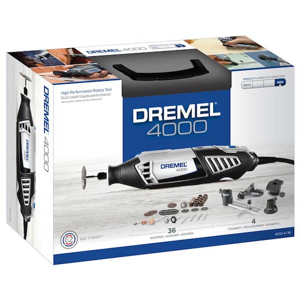 Dremel 4000 175 W, Rotary Multi Tool Kit with 6 Attachments 128 Accessories  Variable Speed 5000-35000 rpm for Cutting, Carving, Sanding, Drilling