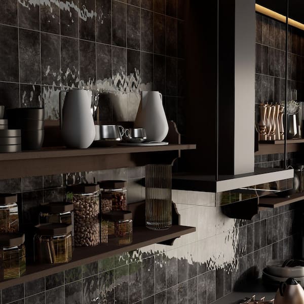 Merola Tile Camden Nero 4 in. x 8 in. Ceramic Wall Tile (11.5 sq