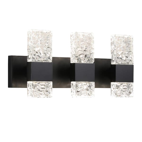 KAISITE 21.3 in. 3-Light Black LED Vanity Light Bathroom Fixture