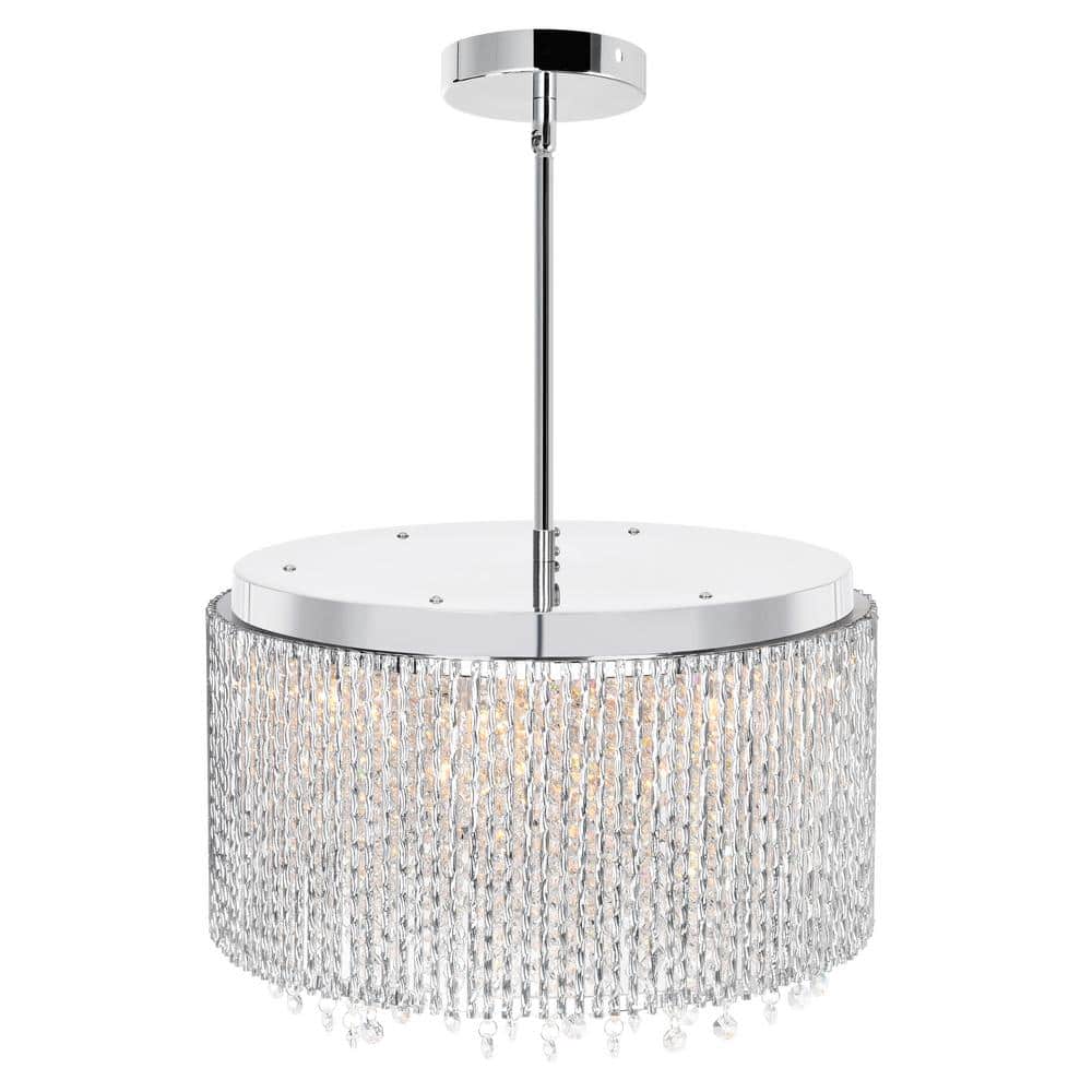 Claire 24" Chrome Drum Shade Chandelier with Crystal Accents