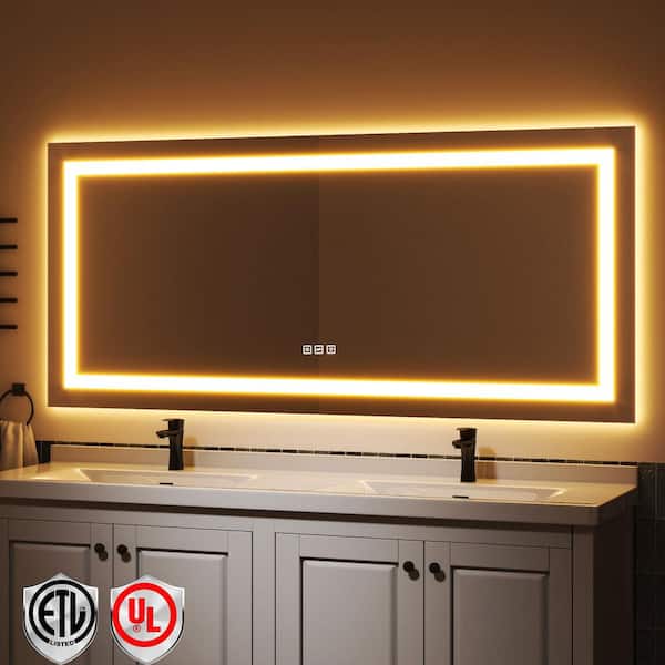 32 in. W x 72 in. H Wall-Mounted Full-Length Mirror LED Light Dresser Mirror Full Body Mirror