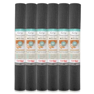 Grip Premium with Microban 20 in. x 4 ft. Graphite Non-Adhesive Thick Grip Drawer and Shelf Liner (6 Rolls)