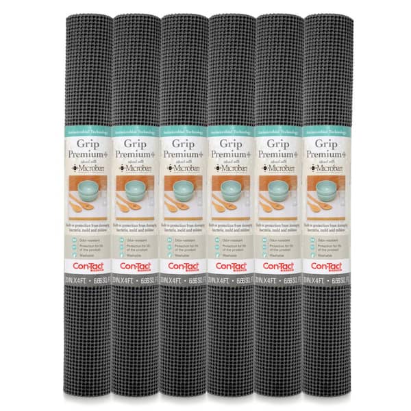 Con-Tact Zip-N-Fit 18 in. x 4 ft. Black Perforated Solid Grip Non-Adhesive Drawer and Shelf Liner (6 Rolls)