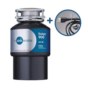 Badger 900 Lift & Latch Power Series 3/4 HP Continuous Feed Garbage Disposal with Power Cord Kit