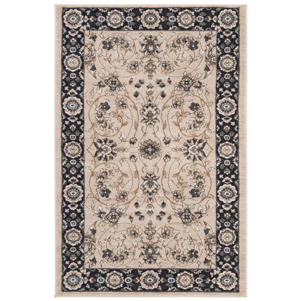 Light Beige and Anthracite Tufted Synthetic Area Rug