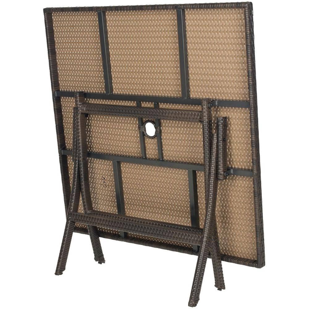 Samana 42" Brown Rattan Square Folding Patio Dining Table