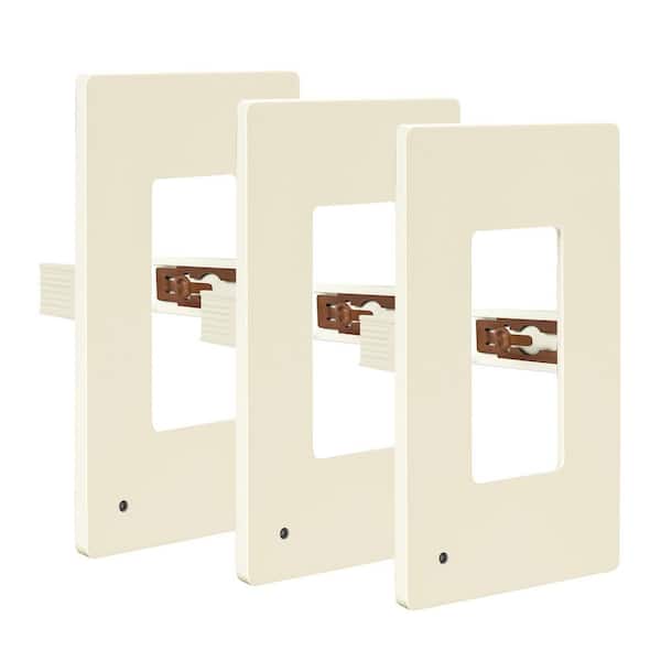 TOPGREENER 1-Gang Light Almond Decorator/Rocker Outlet Plastic Screwless Midsize Wall Plate with Nightlight (3-Pack)