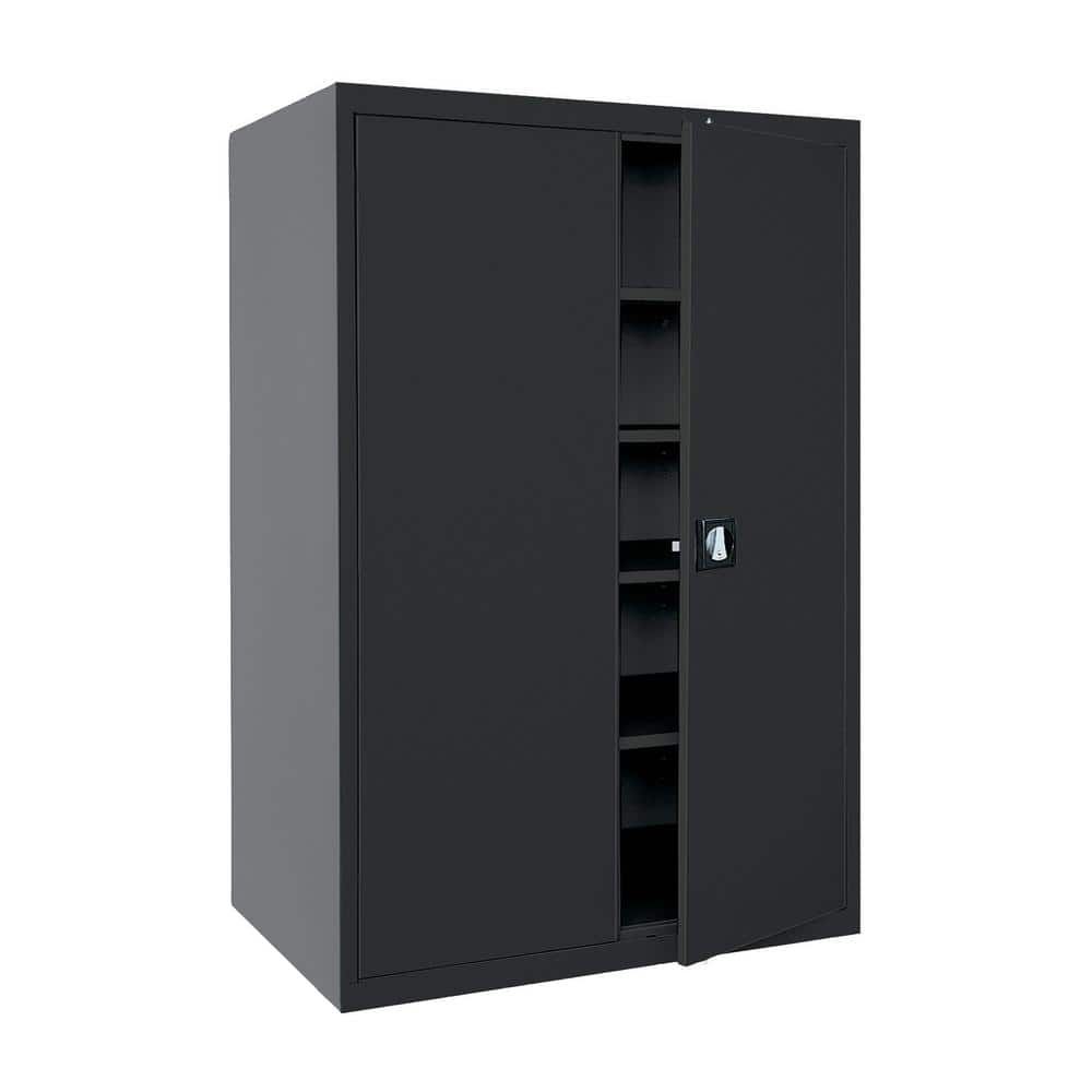 Black Full Height Steel Office Storage Cabinet with Adjustable Shelving