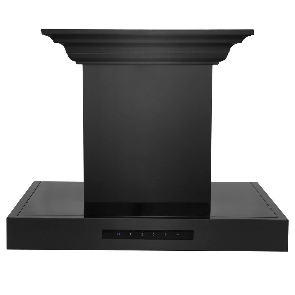 24 Inch Black Stainless Steel Wall Mount Range Hood with Bluetooth Speakers