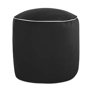 20 in. x 20 in. x 18 in. Sunbrella Canvas Black Outdoor Bean Pouf and Ivory Round