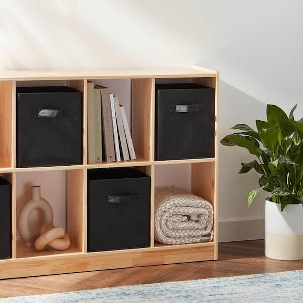 13 in. H x 13 in. W x 13 in. D Black Cube Storage Bin,Pack of 6