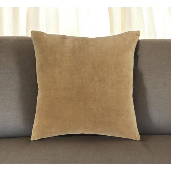 HomeRoots Gold Solid Polyester 22 in. x 22 in. Throw Pillow