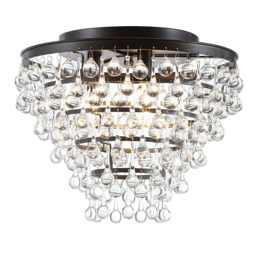 Toronto 16" Crystal LED Flush Mount Chandelier in Bronze