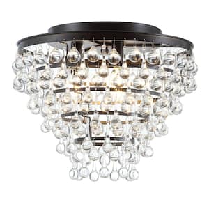 Toronto 16 in. Metal/Crystal LED Oil Rubbed Bronze Flush Mount