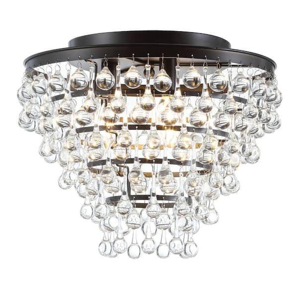 Toronto 16 in. Metal/Crystal LED Oil Rubbed Bronze Flush Mount