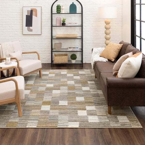 Pernette Gray/Beige 7 ft. 10 in. Square Geometric Area Rug