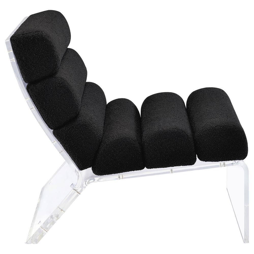 Black Bouclé Upholstered Accent Chair with Clear Acrylic Frame