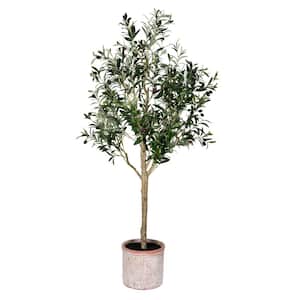 60 in. Green Artificial Olive Tree in Planters Pot