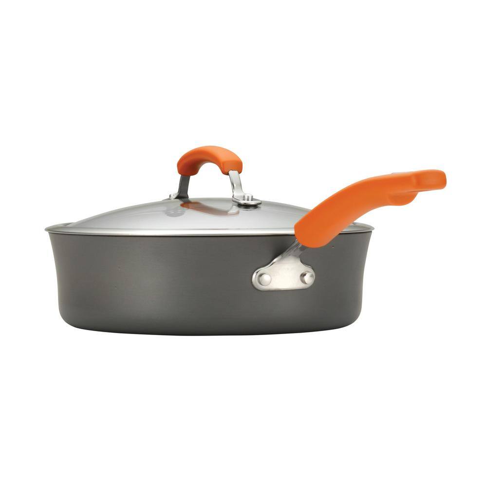 Gray and Orange 14-Piece Nonstick Aluminum Cookware Set