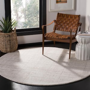 Abstract Ivory/Beige 10 ft. x 10 ft. Striped Round Area Rug