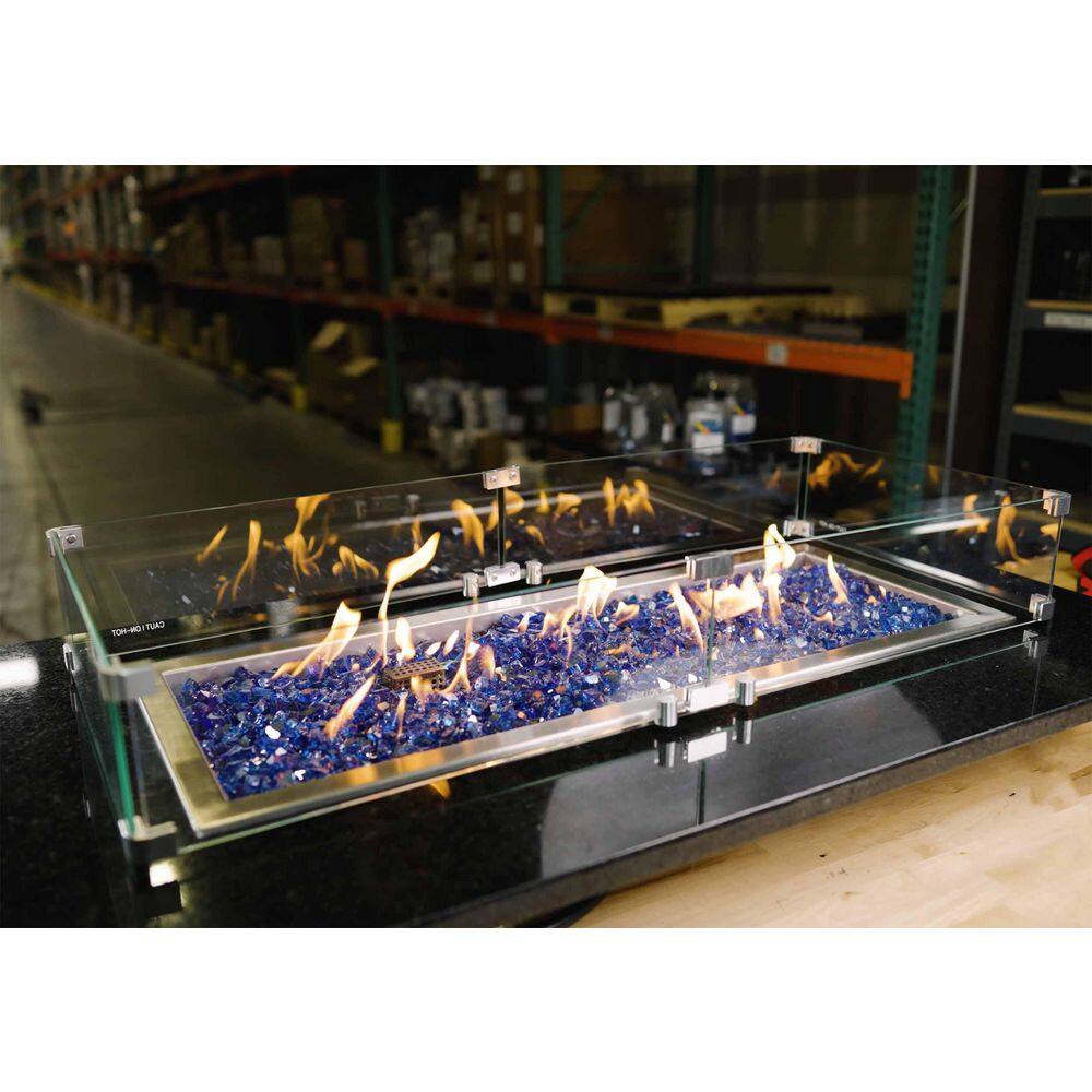 Rectangular Clear Tempered Glass Fire Pit Wind Guard