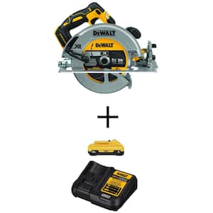 20V MAX XR Cordless Brushless 7-1/4 in. Circular Saw, (1) 20V Compact Lithium-Ion 4.0Ah Battery, and 12V-20V MAX Charger