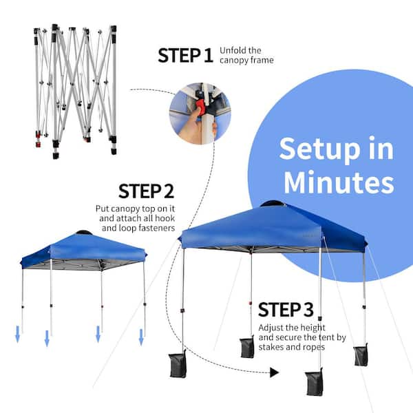 Costway 6 ft. L x 6 ft. W Blue Pop Up Canopy Tent