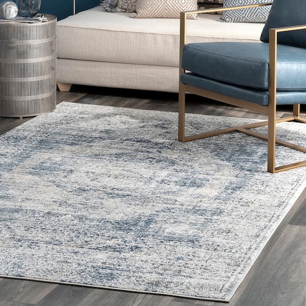 Jayla Barbed Iris Medallion Blue 5 ft. x 8 ft. Area Rug