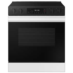 Bespoke Smart Slide-In Electric Range 6.3 cu. ft. in White Glass with Air Fry and Precision Knobs