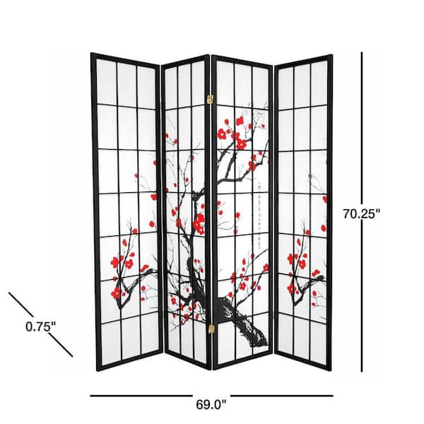 6 ft. Black 4-Panel Room Divider