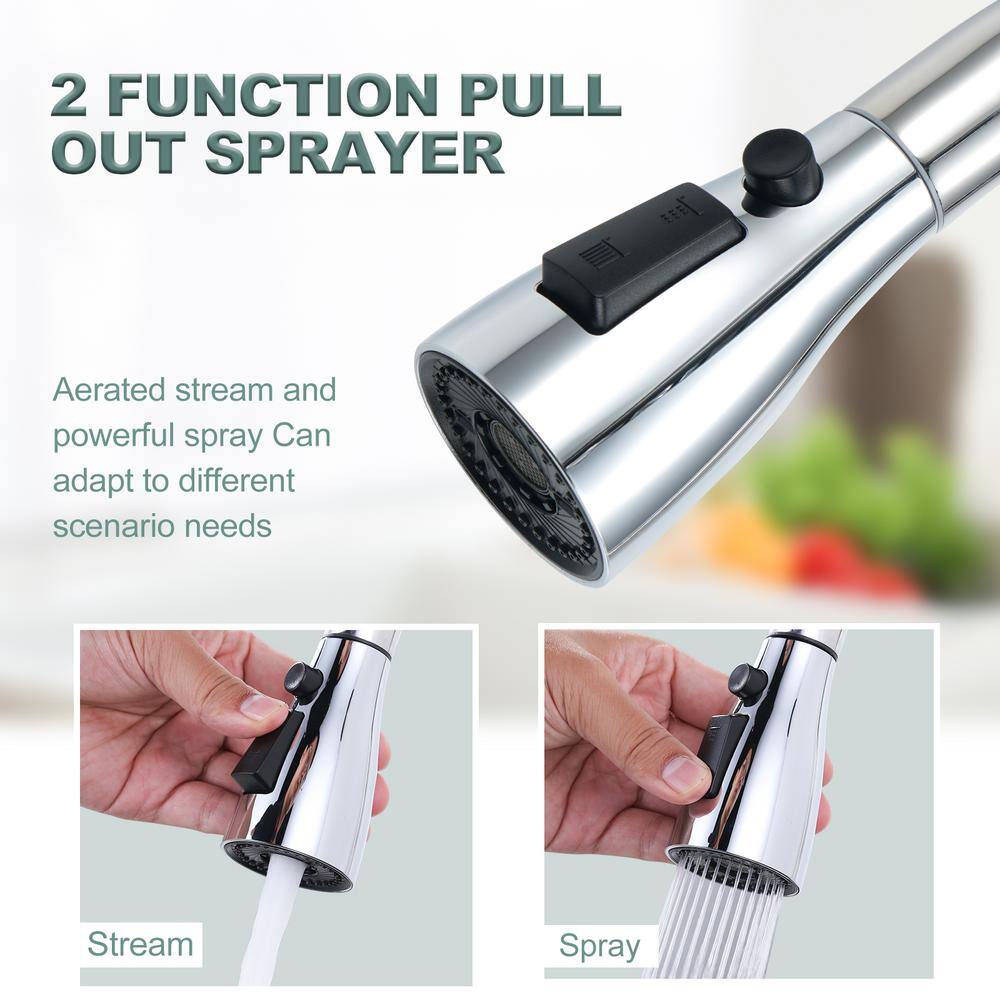 Chrome High Arc Single Handle Pull Down Kitchen Faucet