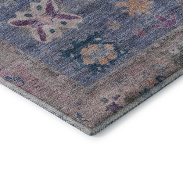 Mayfield Premium Machine Washable Abstract AMF2025 Blue 2 ft. x 7 ft. Runner Rug