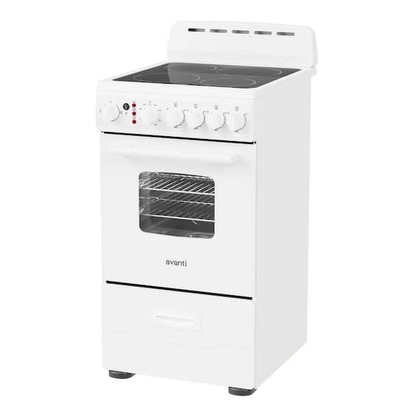20 in. Ceramic Glass Electric Range with 4 Burner Elements, White