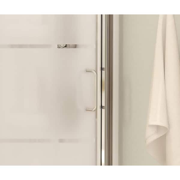 Cyrene 34 in.x 76 in. Off-Center Corner Shower Kit w/Semi-Frameless Clear Sliding Door Base and Wall Kit in White,Chrome Cyrene 34 in.x 76 in. Off-Center Corner Shower Kit w/Semi-Frameless Clear Sliding Door Base and Wall Kit in White,Chrome