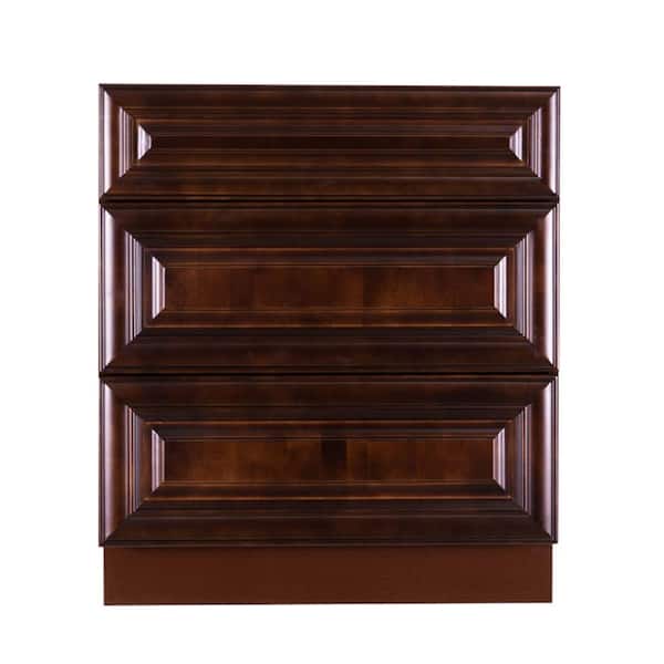Edinburgh Espresso Plywood Raised Panel Stock Assembled Base Drawer Kitchen Cabinet (30 in. W x 34.5 in. H x 24 in. D)