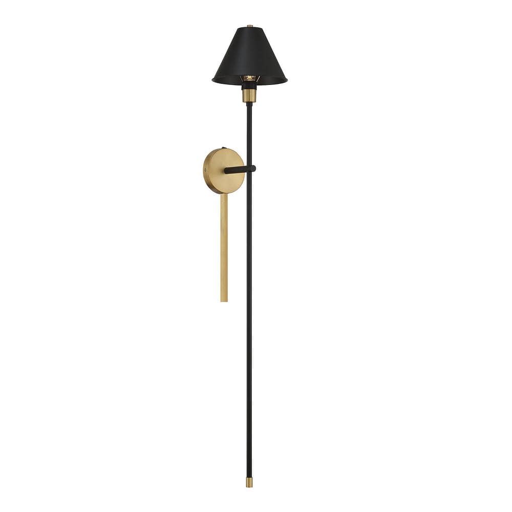 Black and Brass Dimmable Steel Wall Sconce
