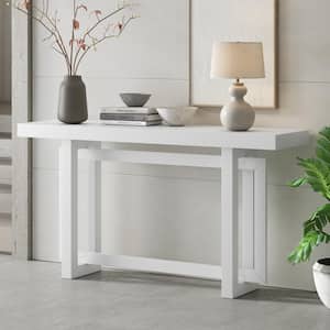 Industrial Style 59.1 in. White Rectangle Wood Console Table