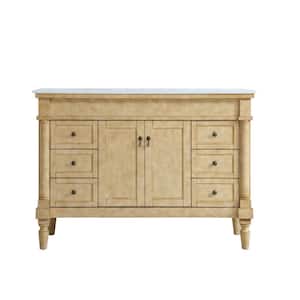 Simply Living 48 in. W x 21.5 in. D x 35 in. H Bath Vanity in Antique Beige with White And Brown Vein Marble Top