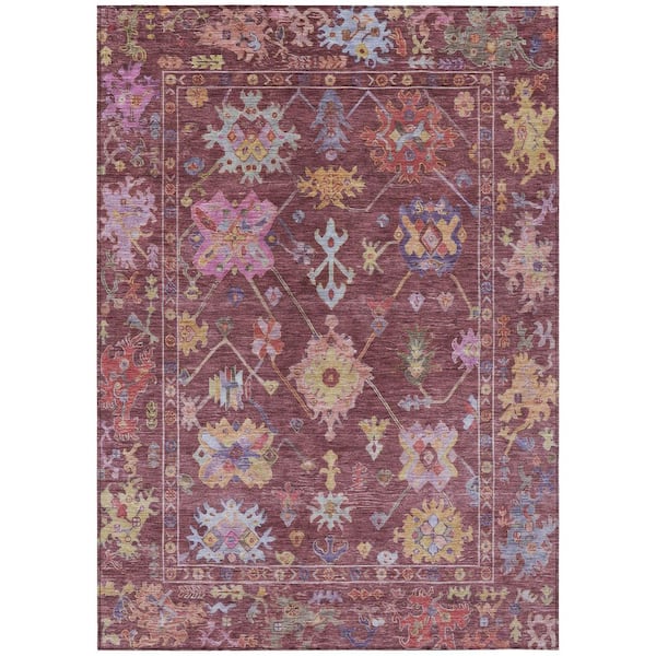 Chantille Machine Washable Indoor/Outdoor Abstract ACN2234 Burgundy 10 ft. x 14 ft. Area Rug