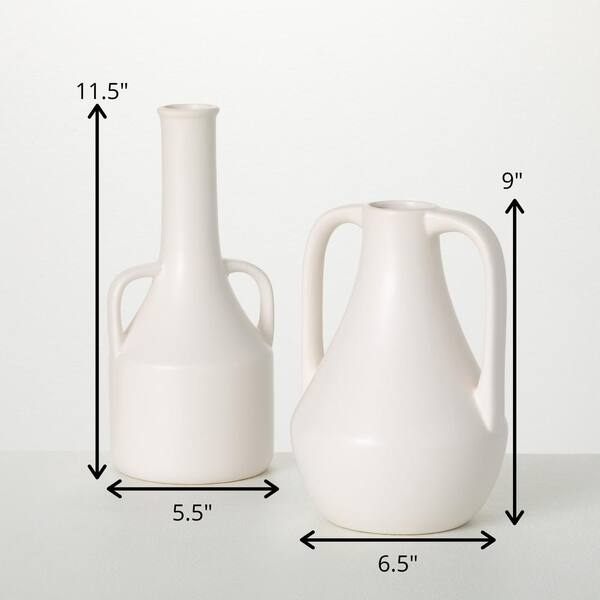 SULLIVANS 11.5 in. and 9 in. Modern White Jug Vase - (Set of 2