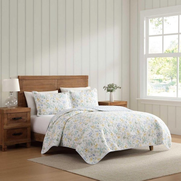 Laura Ashley Poppy Meadow 3-Piece Yellow/Aqua/Blue Cotton King