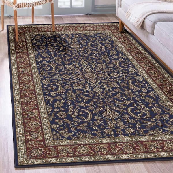 Noble Navy 8 ft. x 10 ft. Traditional Floral Oriental Area Rug
