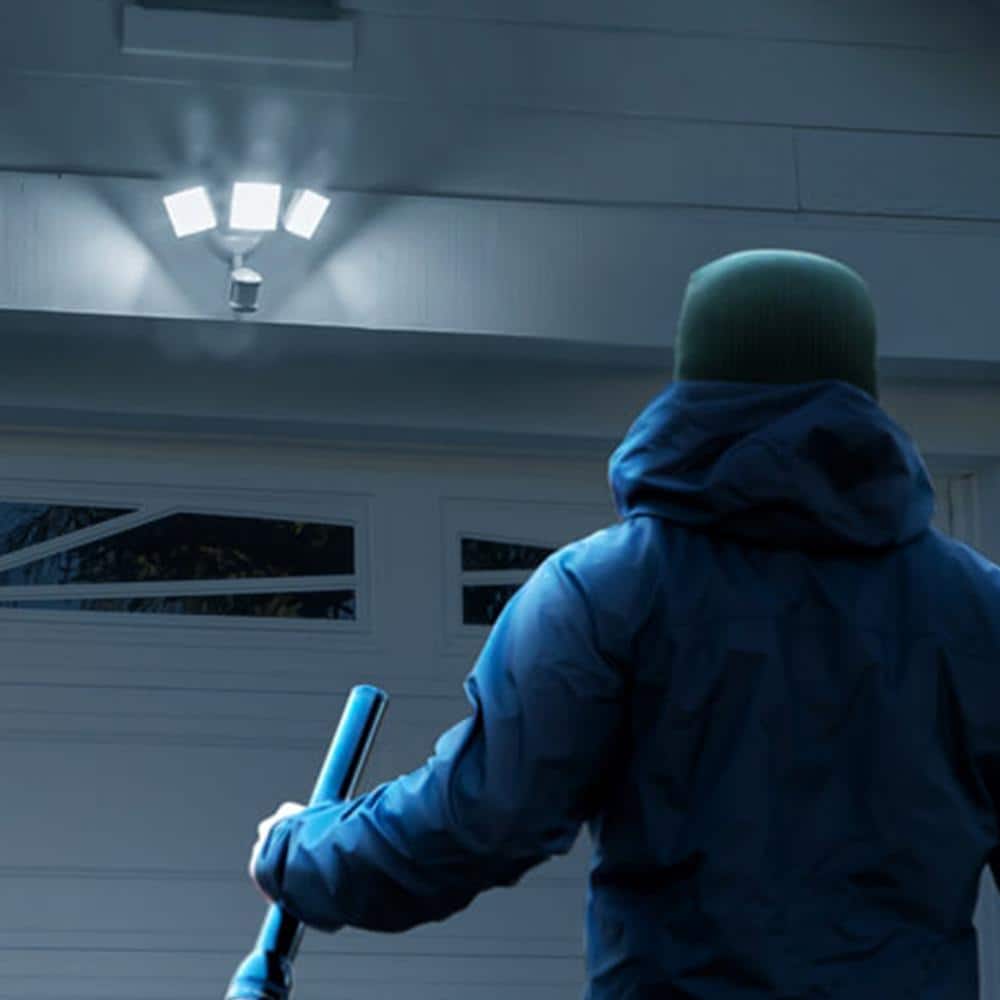 White Triple-Head LED Motion Sensor Security Floodlight