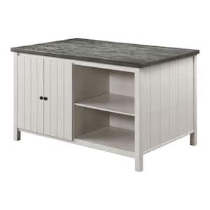 Lindred 60 in. Rectangle Off-White and Dark Gray Wood Top Storage Counter Height Table Seats Up To 6