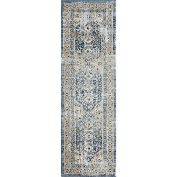 Kehleigh Awester Blue 2 ft. x 6 ft. 7 in. Oriental Polypropylene Indoor Runner Rug