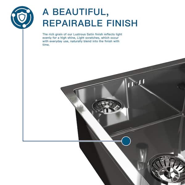 QATSPACE DESIGNS INC 32 in. Drop-In/Undermount Double Bowl