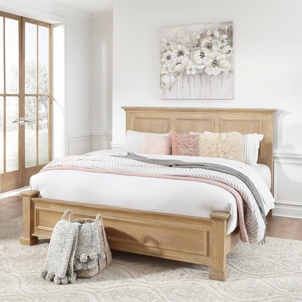 French Oak 5' King Size Sleigh Bed