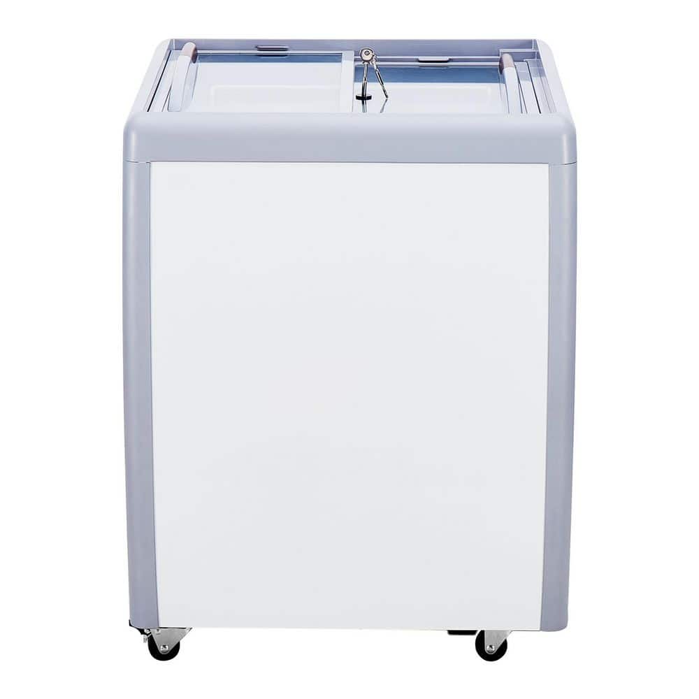 SKYSHALO Commercial Display Case, 5.6 Cu. ft Soild Door Manual Defrost, Chest Freezer, with Mobile Glass, in White Garage Ready